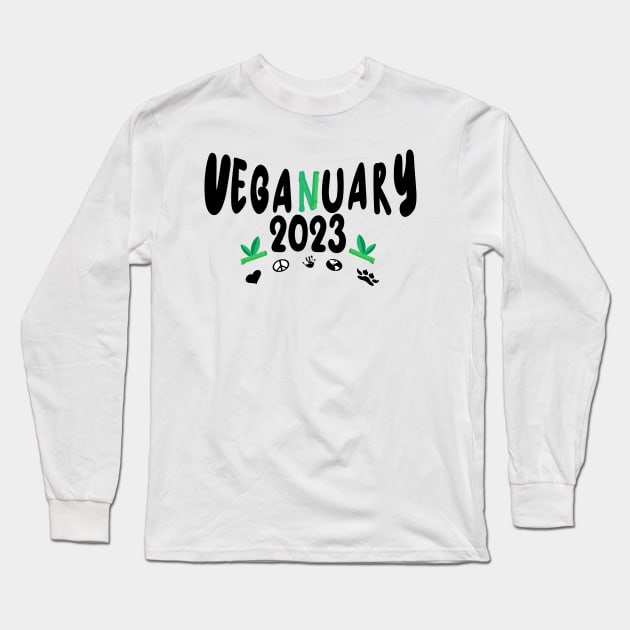 Veganuary 2023 Vegan Challenge Veganism Long Sleeve T-Shirt by TOMOBIRI
